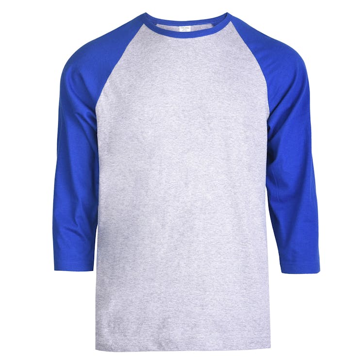 Men's 3/4 Sleeve Baseball T-Shirt - Large Royal Blue/Gray 3