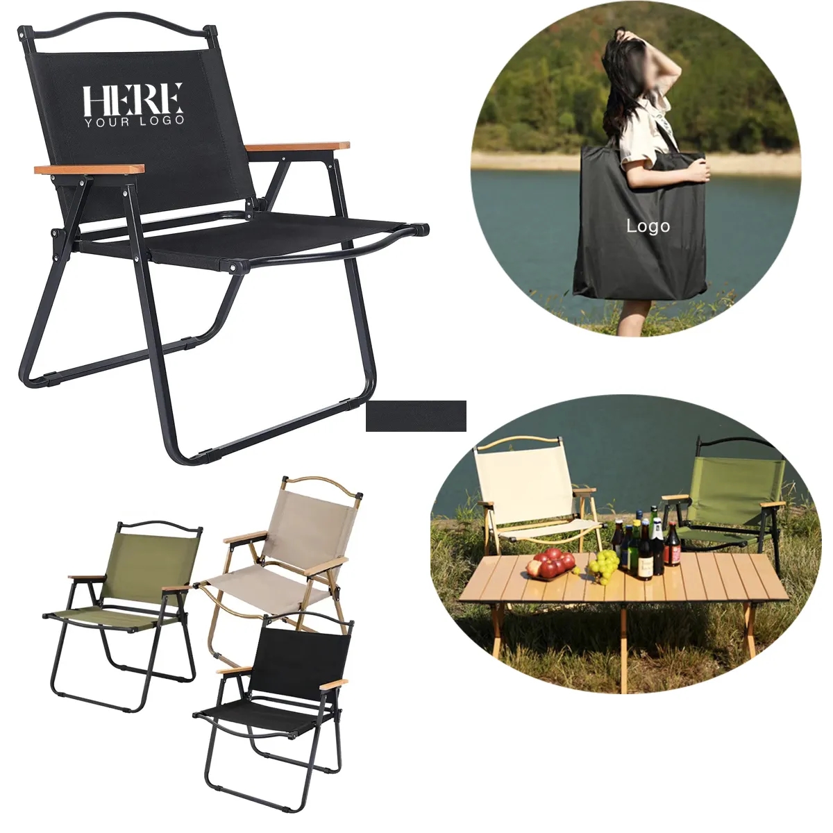 Folding Outdoor Camping Chairs with handle and storage bag
