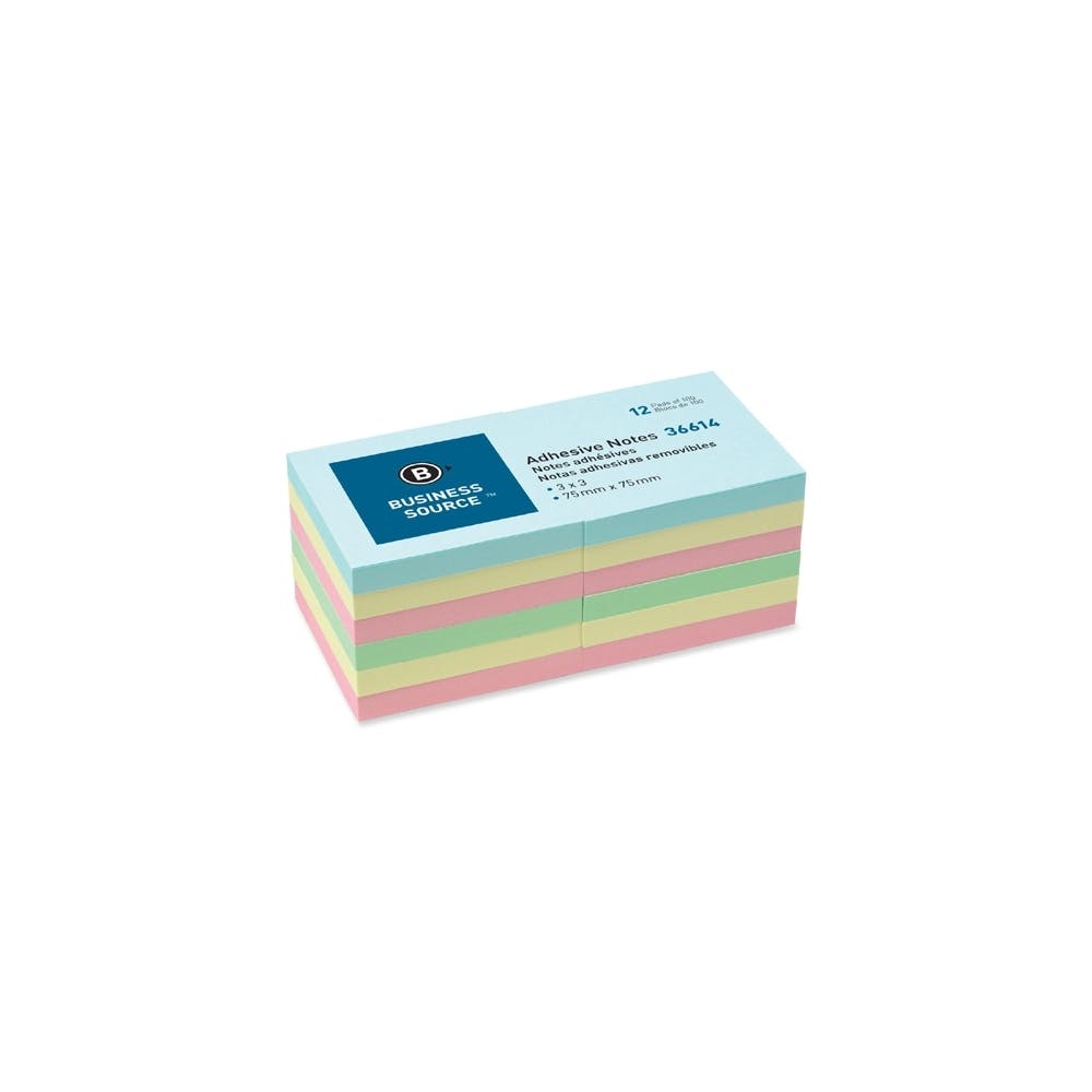 Adhesive Notes - 3" x 3" Assorted Pastel Colors 3