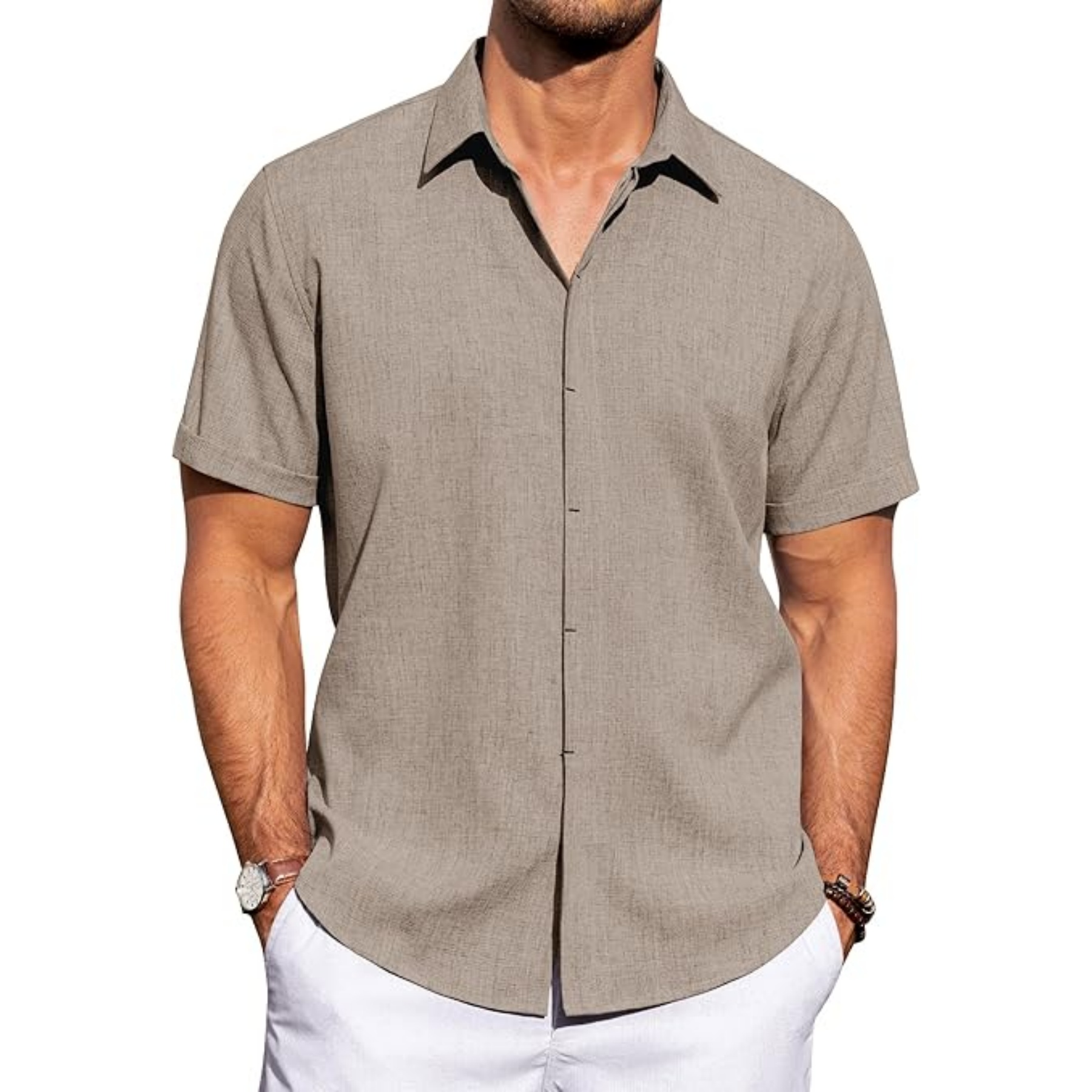 Men's Linen Casual Short Sleeve Shirt 51