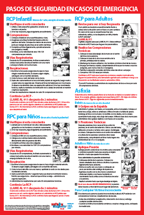 infant child cpr choking steps in spanish printable pamphlets
