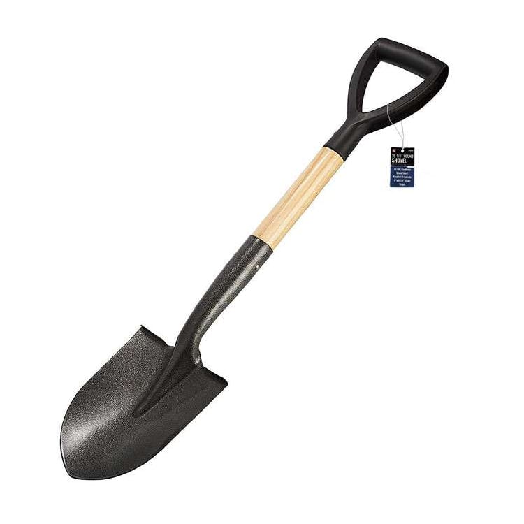 Knurled D-handle 45 HRC Hardness Steel Round Shovel Wood Handle - 28.25" 3