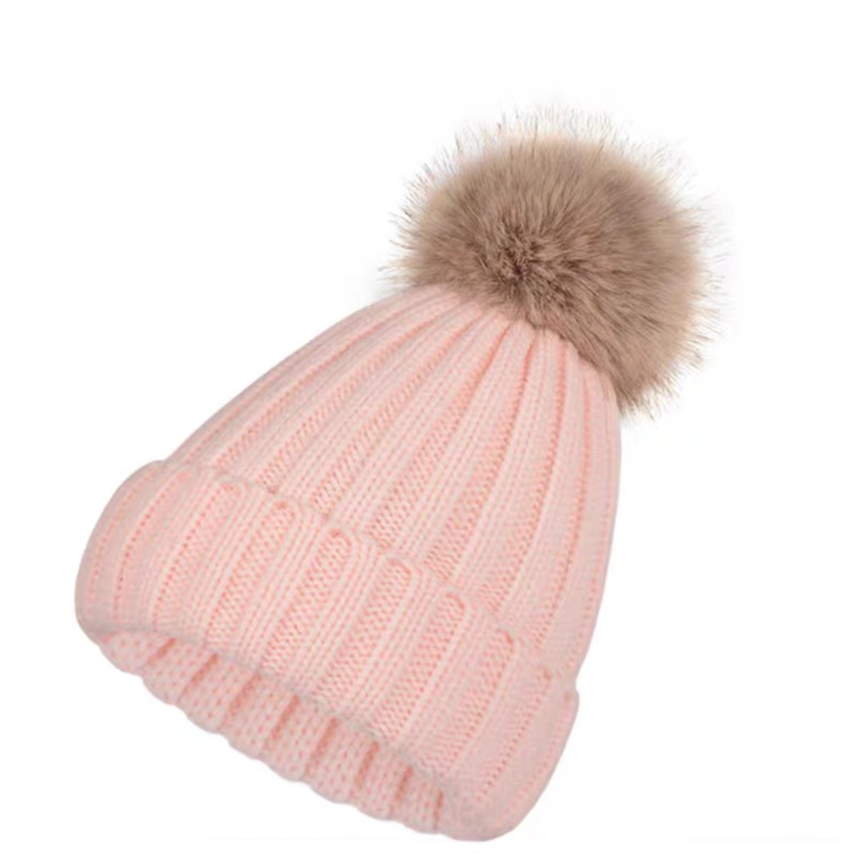 Warm Winter Beanie with Faux Fur Pompom and Fleece Lining 18