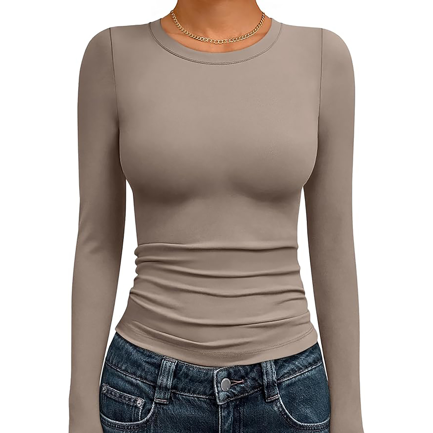 Women's Basic Round Neck Crop Top 84