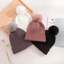 Baby Knit Pom Beanie With Cuff