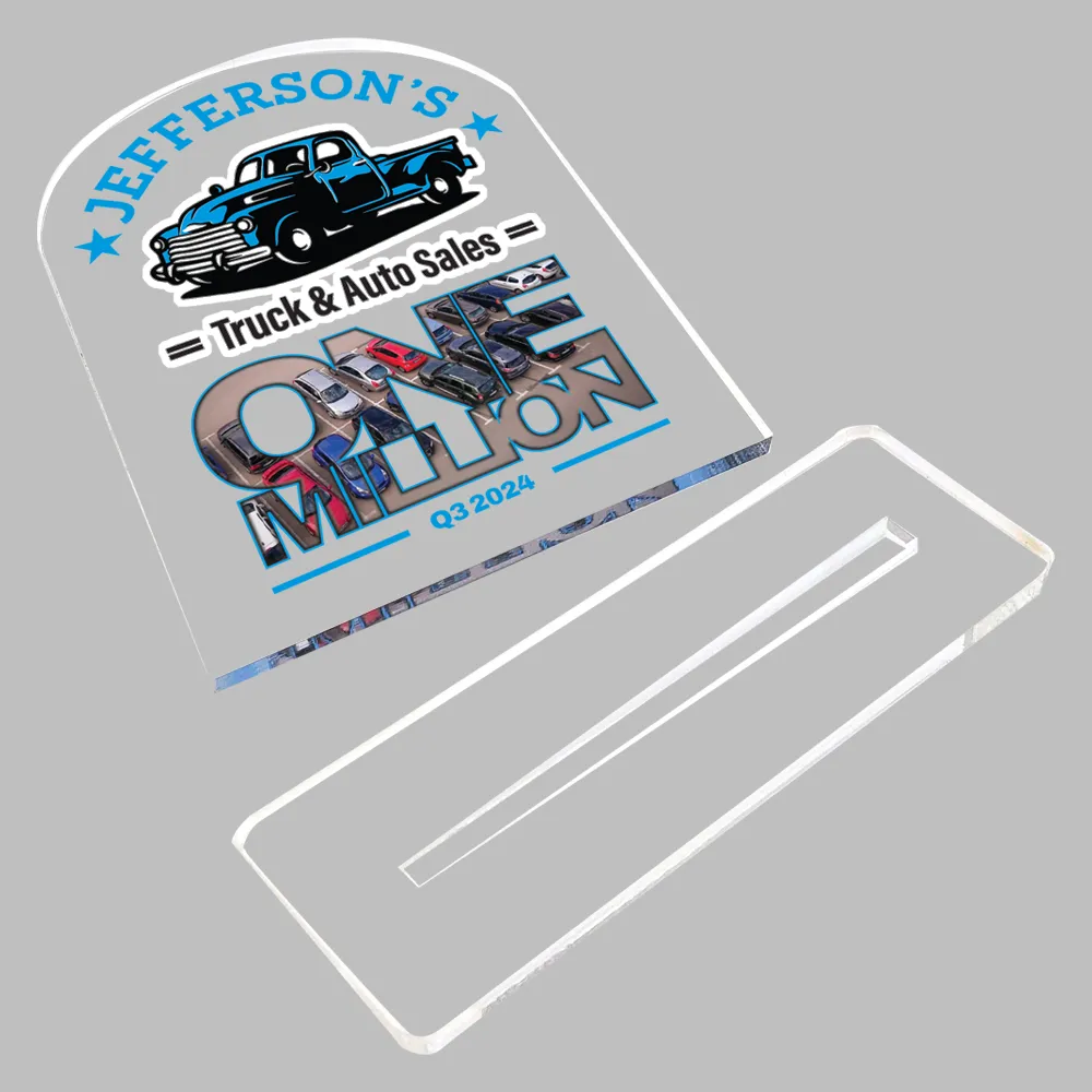 Clear Desk Plaque- Full color- with slotted base 14