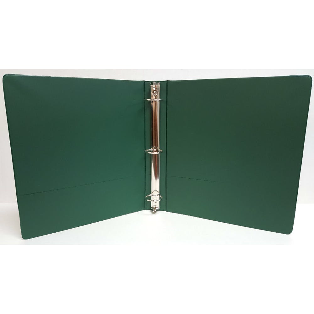 1" 3-Ring Binders - Green 2 Interior Pockets 3