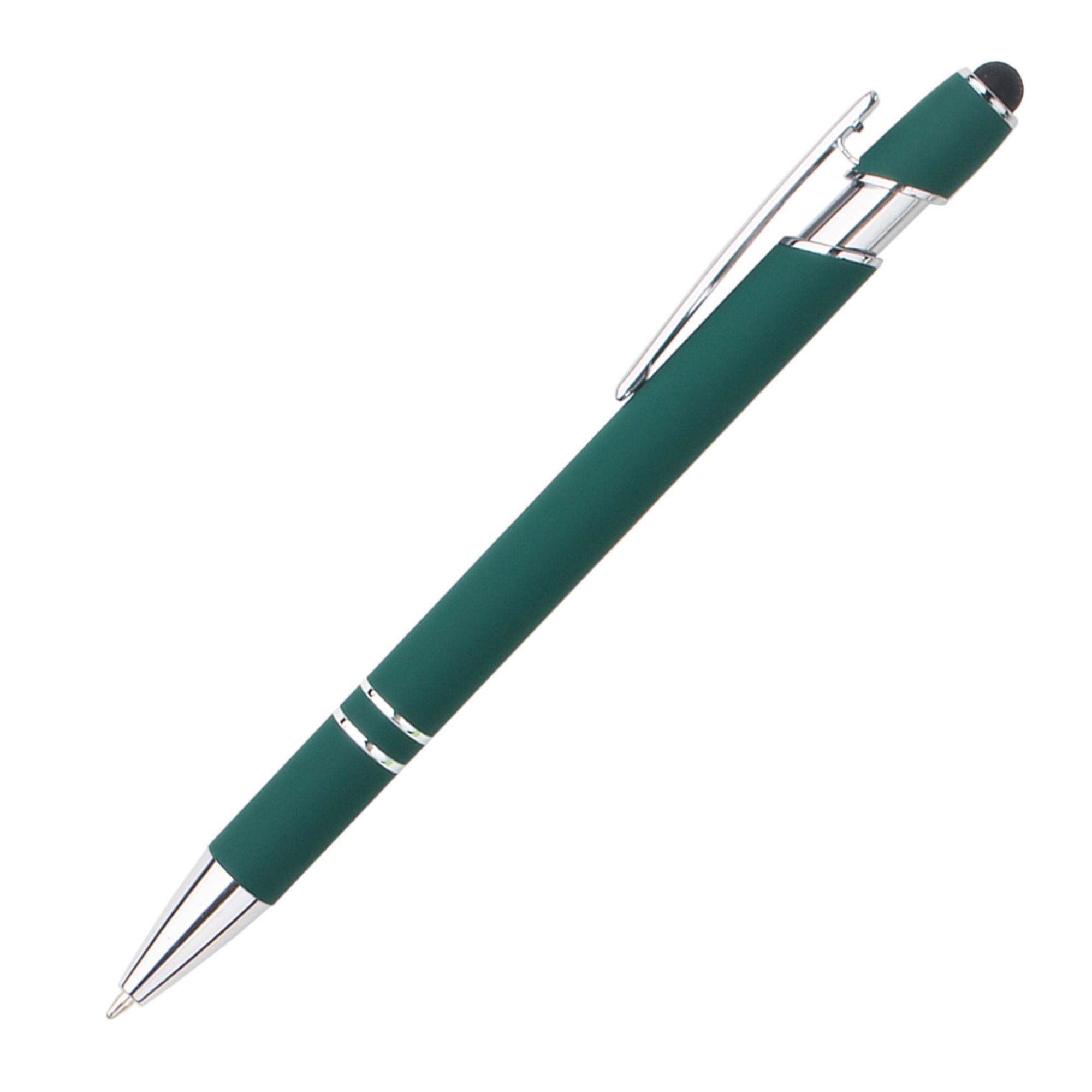 Retractable Metal Ballpoint Pen With Stylus Tip Black Ink 36