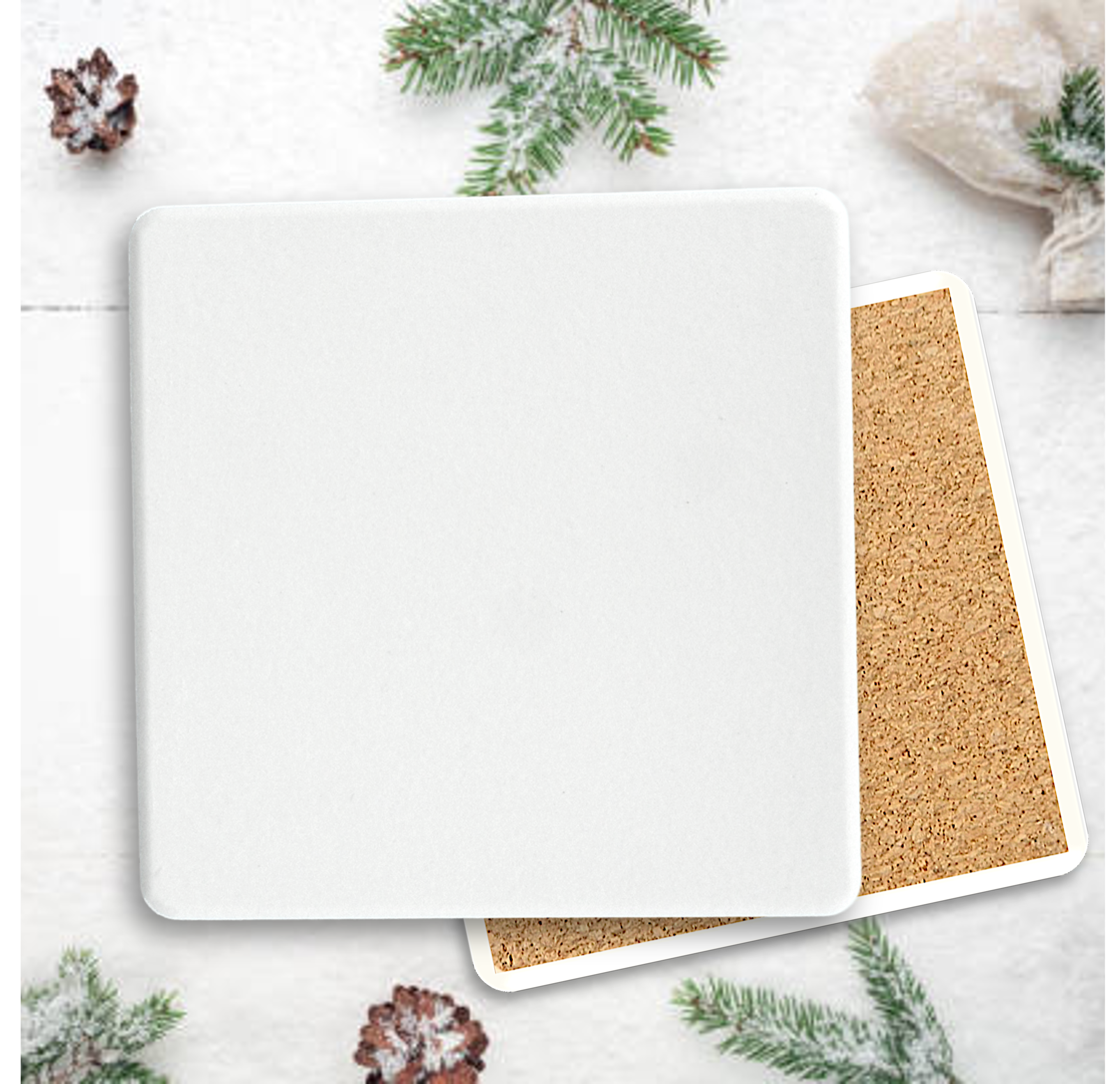 Square Absorbent Stone Coaster with Custom Print - Basic Print 17