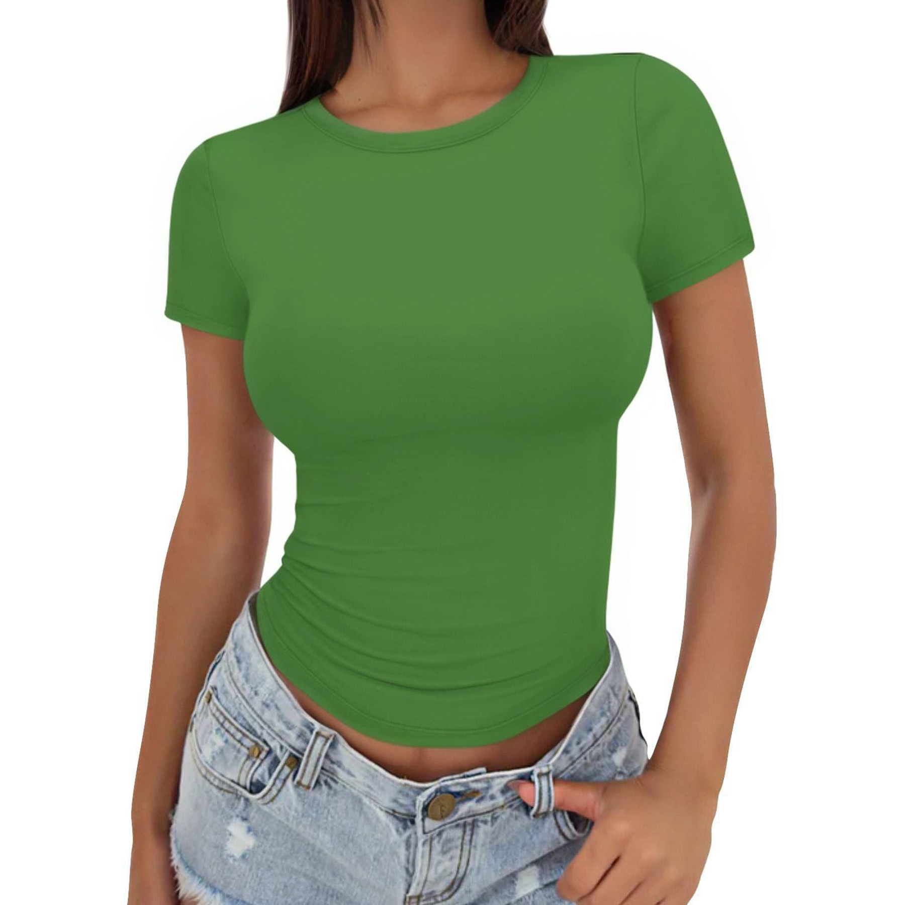 Gym Women's T shirt Summer Top Crop Short Sleeves 49