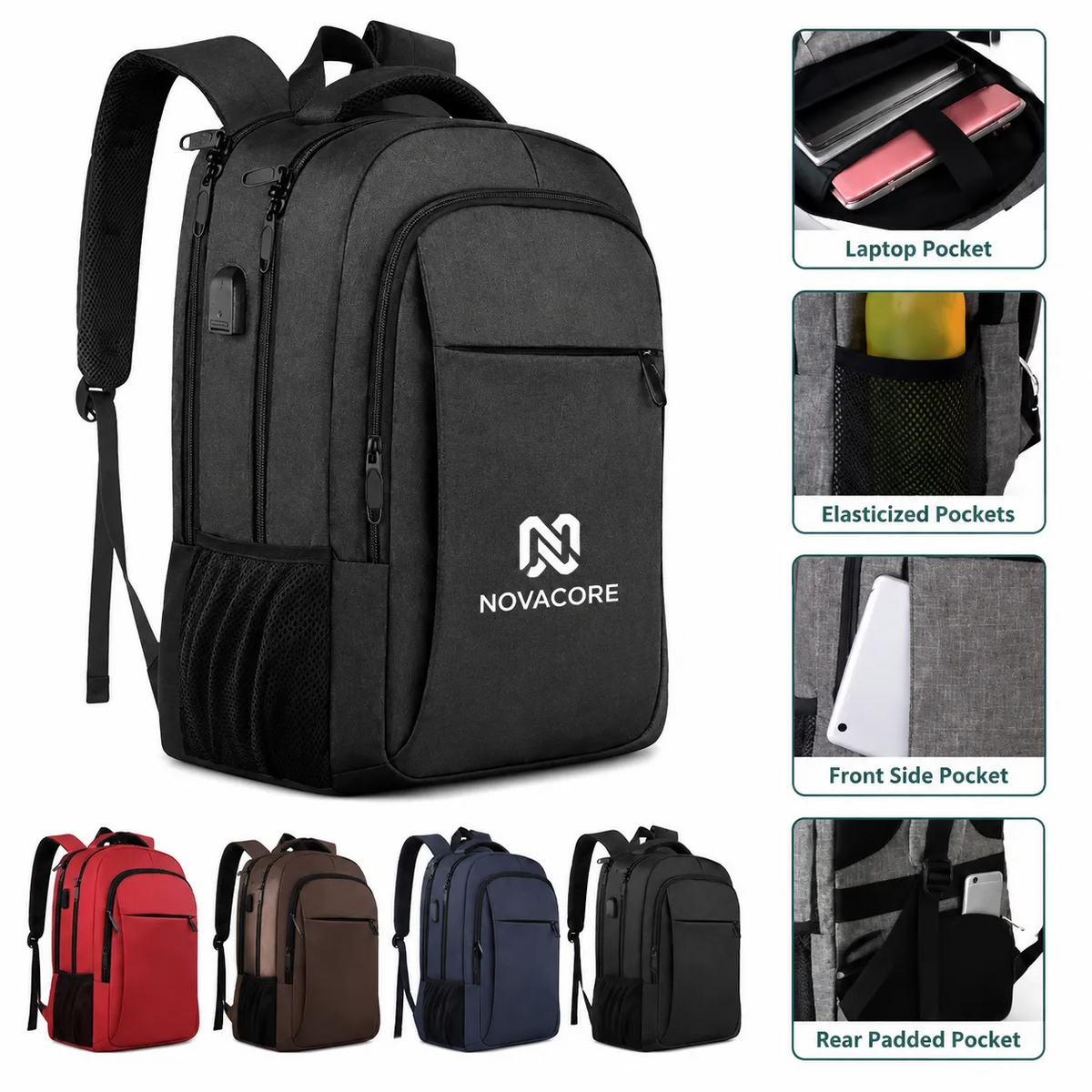 Large Laptop Backpack with USB Charging Port