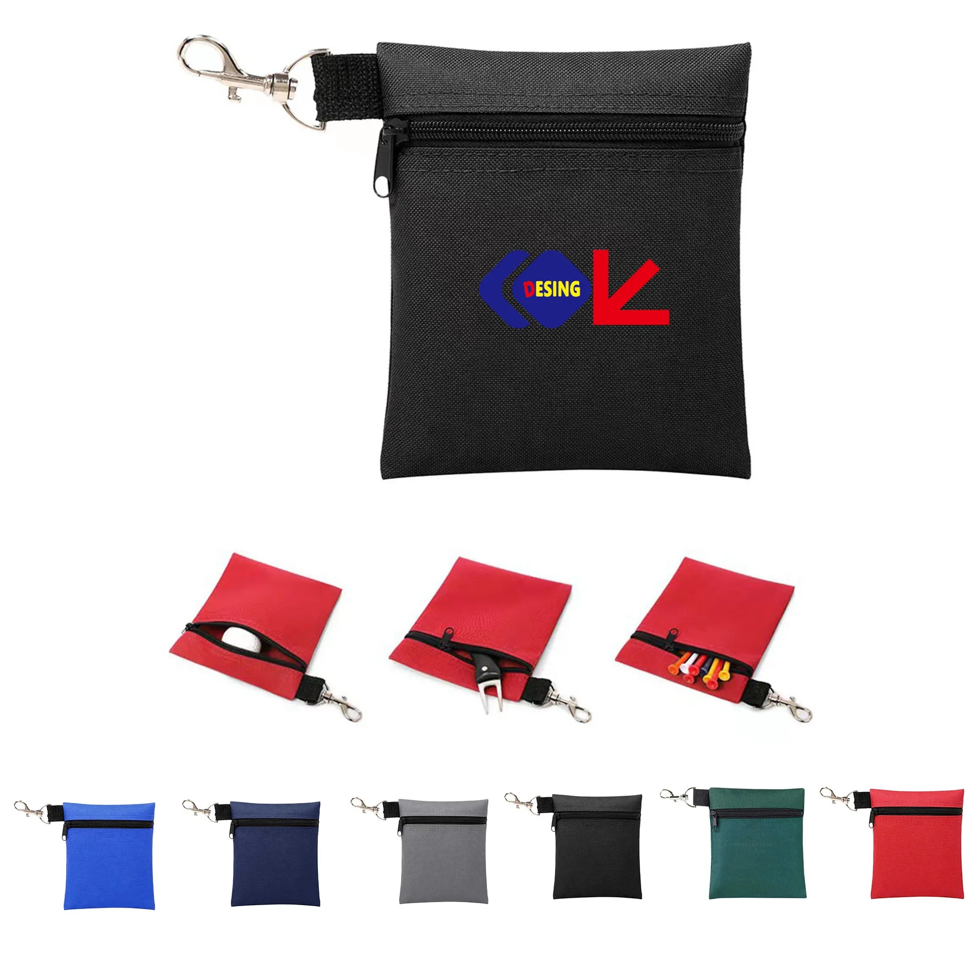 Zipper Golf Accessory Bag With Clip 10