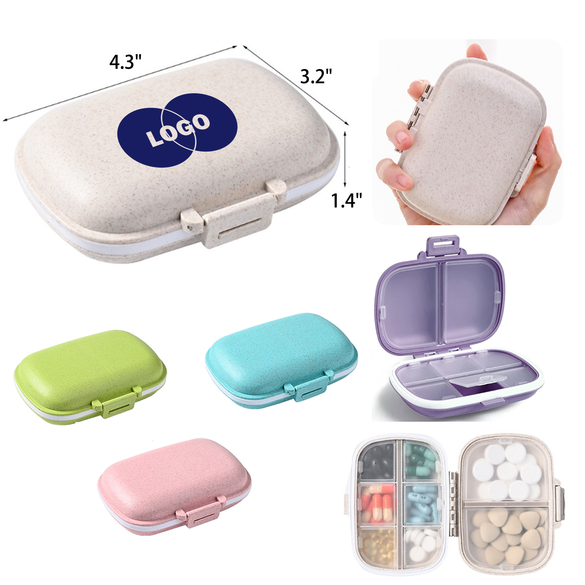 Durable 8 Cell Portable Sealed Medicine Box 8