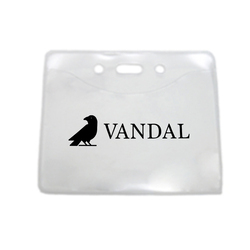 3.66" W x 3.03" H - Horizontal PureClear Vinyl Badge Holder (1 Color Imprint)