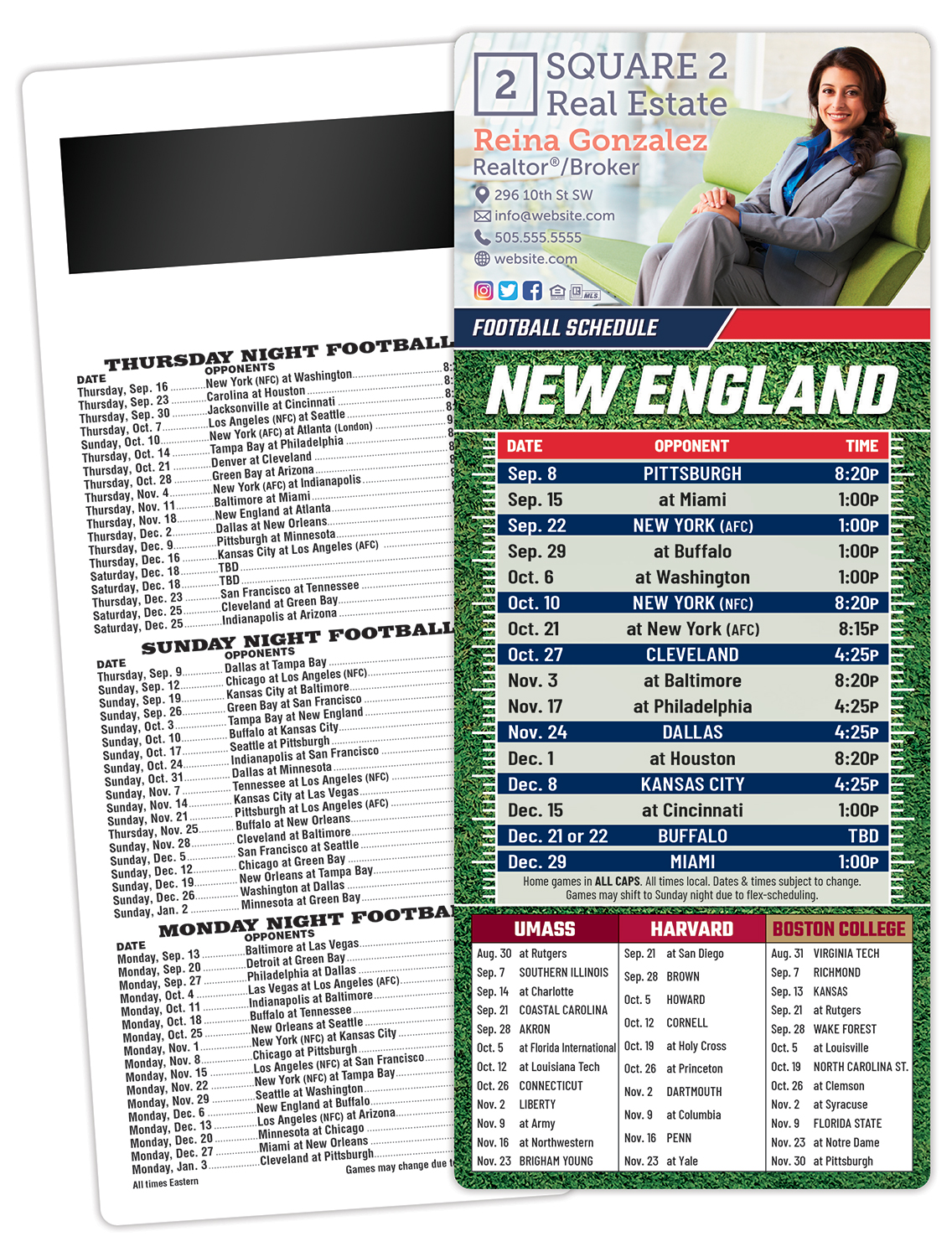 Football Schedule Laminated Card/Postcard with Magnet Strip 3.5x8.5 - 14 pt.
