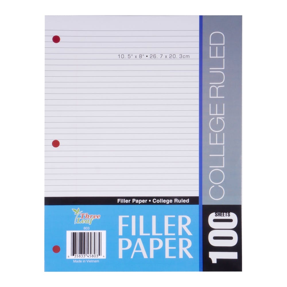 College Ruled Filler Paper - 100 Sheets 56 GSM 3