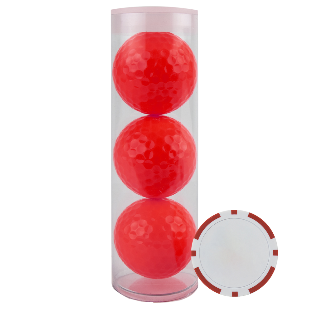 3Colored Golf Balls Tube w/Poker Chip GT3BPNXBL Ball Pro