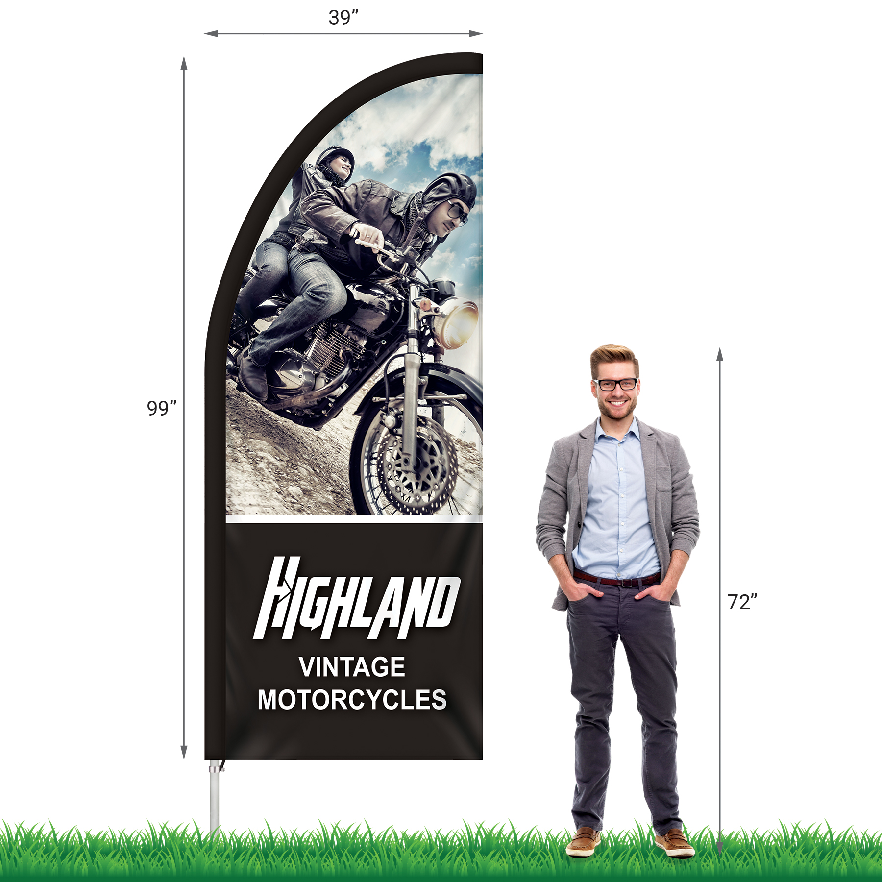 3' x 8' Custom Double Sided Half Drop Flag 21