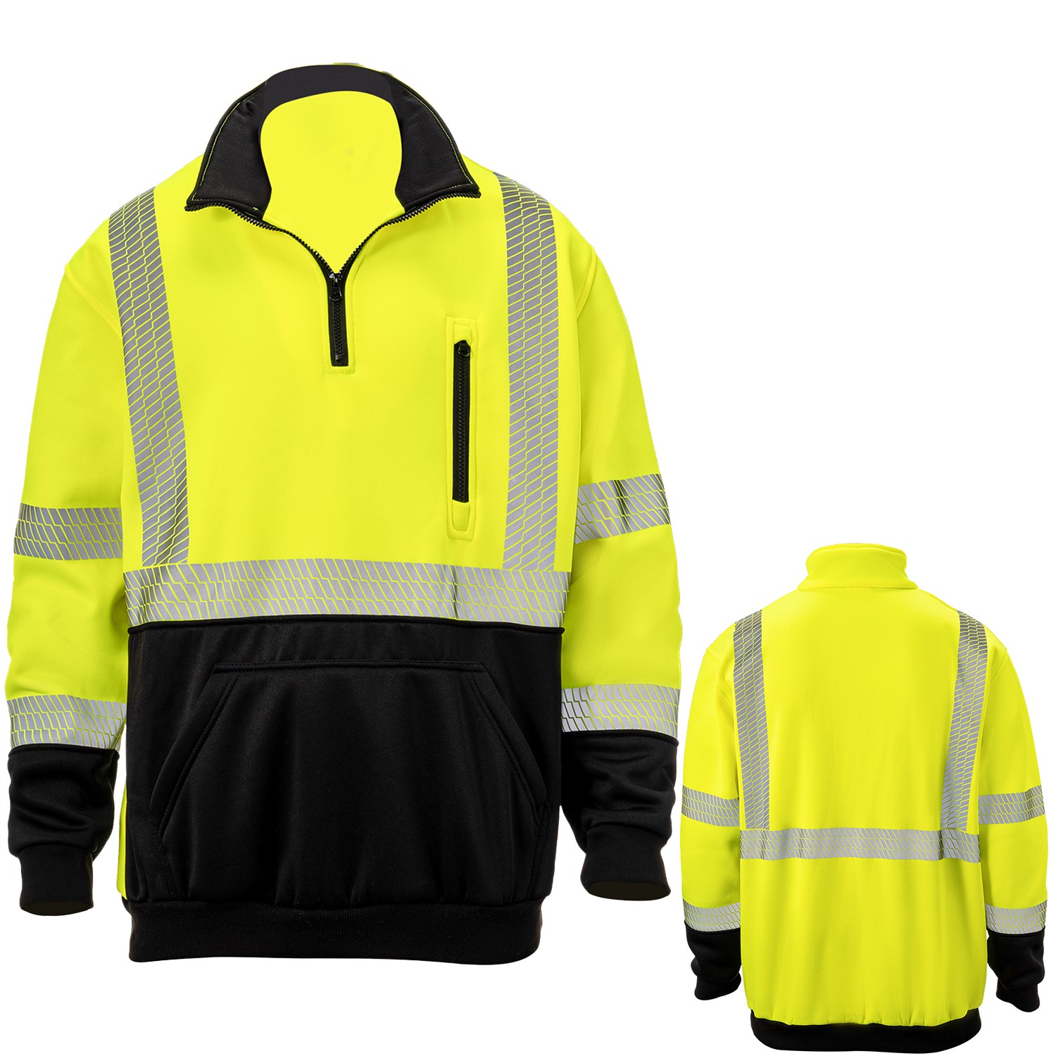 Class 3 Color Block 2" Segmented Tape Safety 1/4 Zipper with Pockets