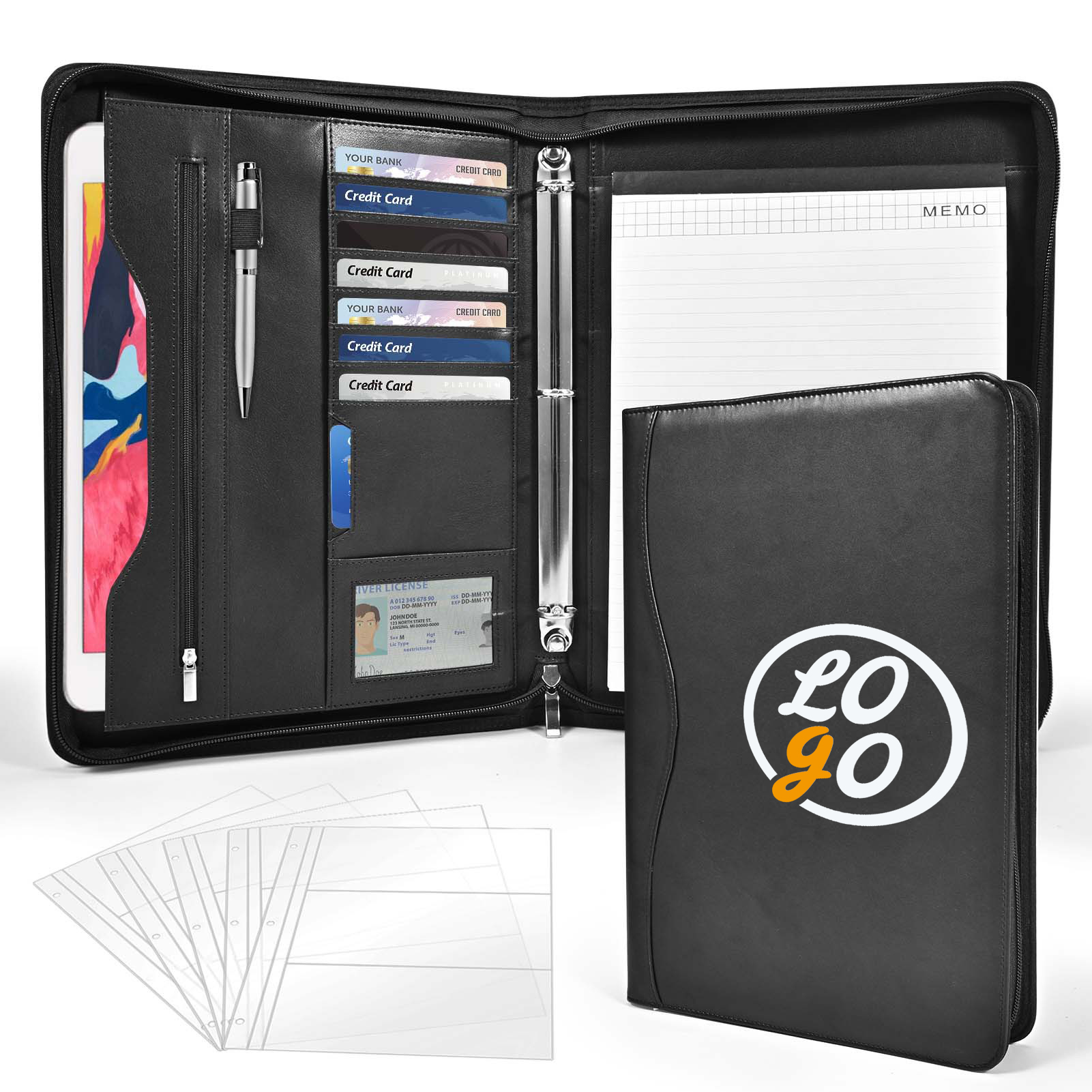 A4 Multi Pocket Zippered Meeting Folder