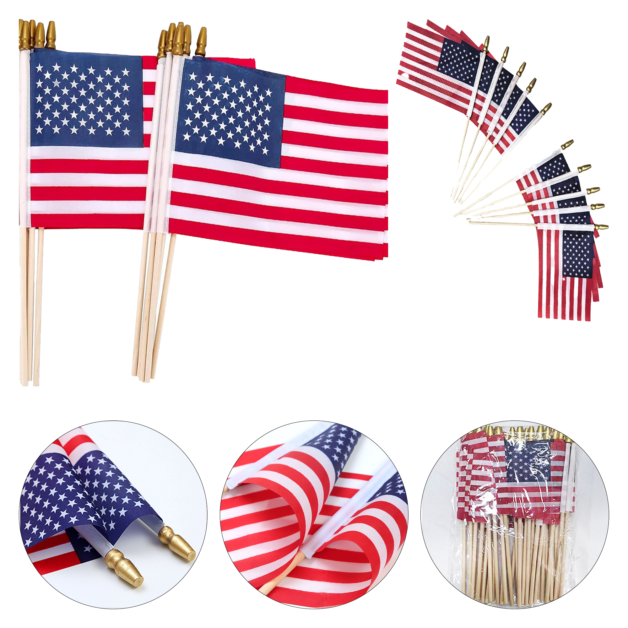 MOQ 100pcs Wood Shaft Handheld Flag 4