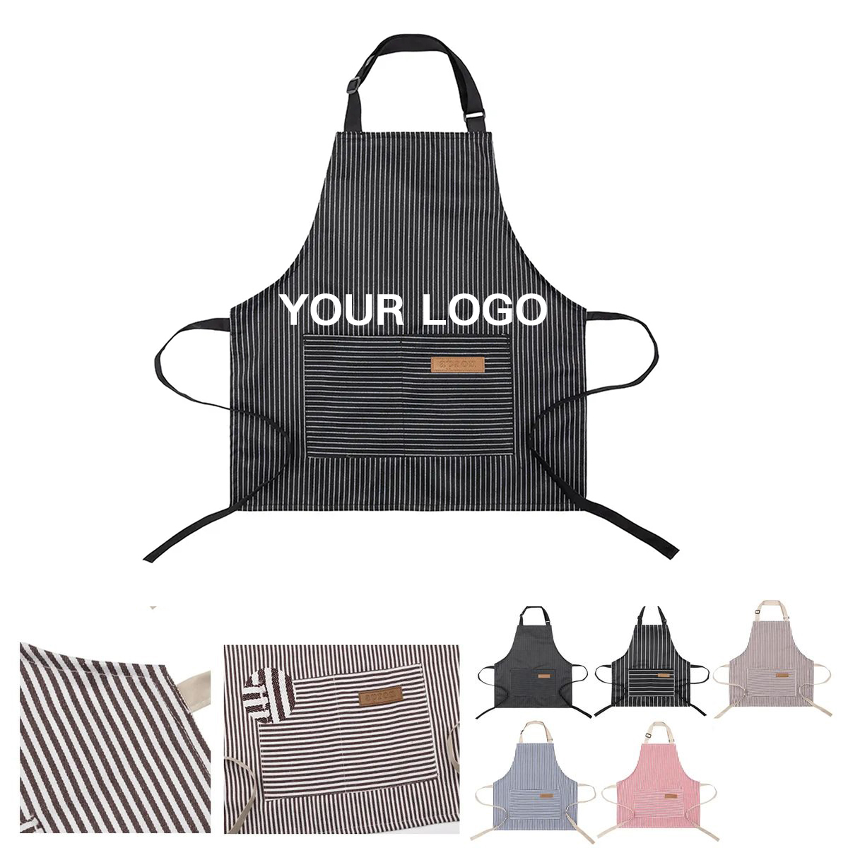 Kids Pinstripe Apron with Adjustable Neck Strap