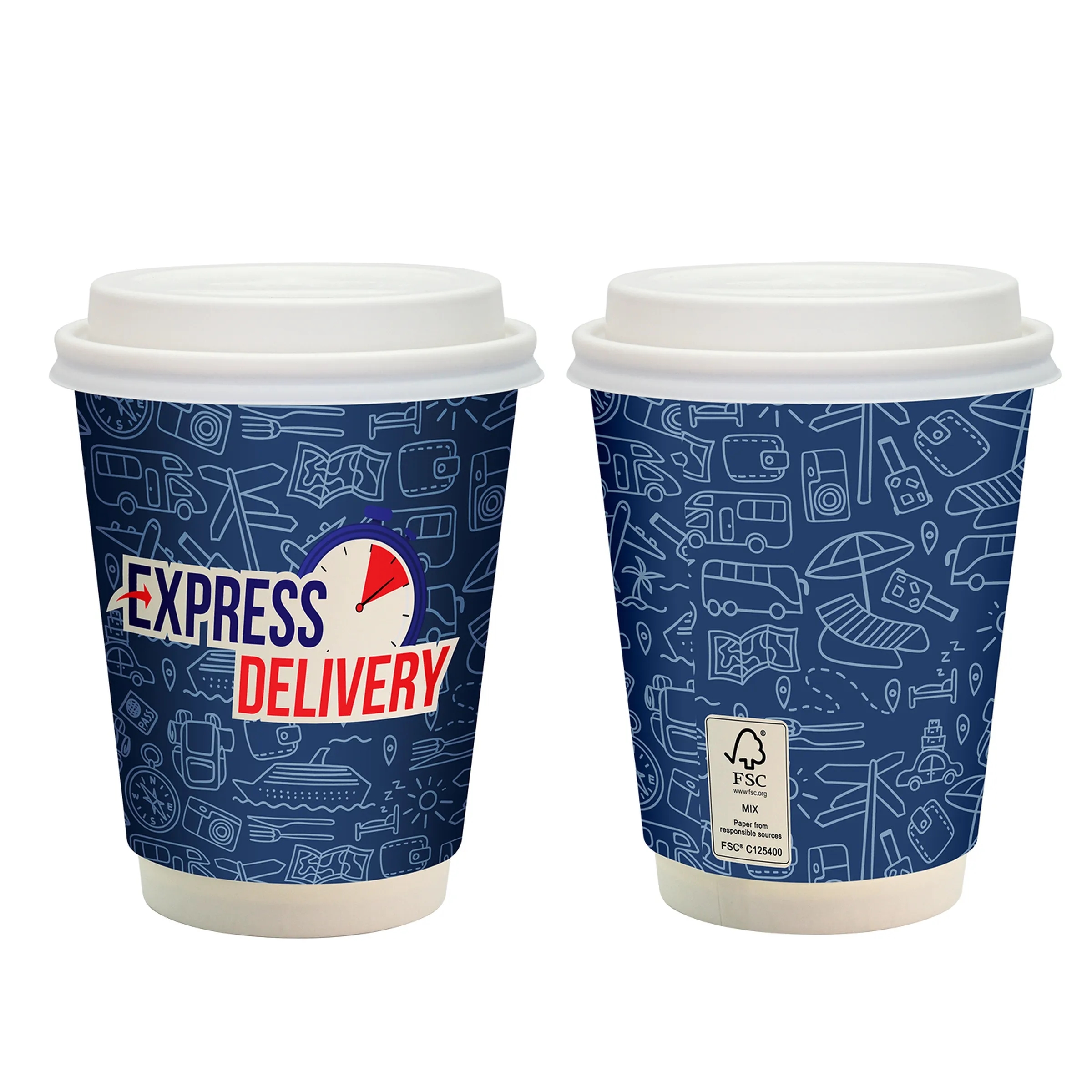 12 oz Full Color Paper Cup With Lid 2