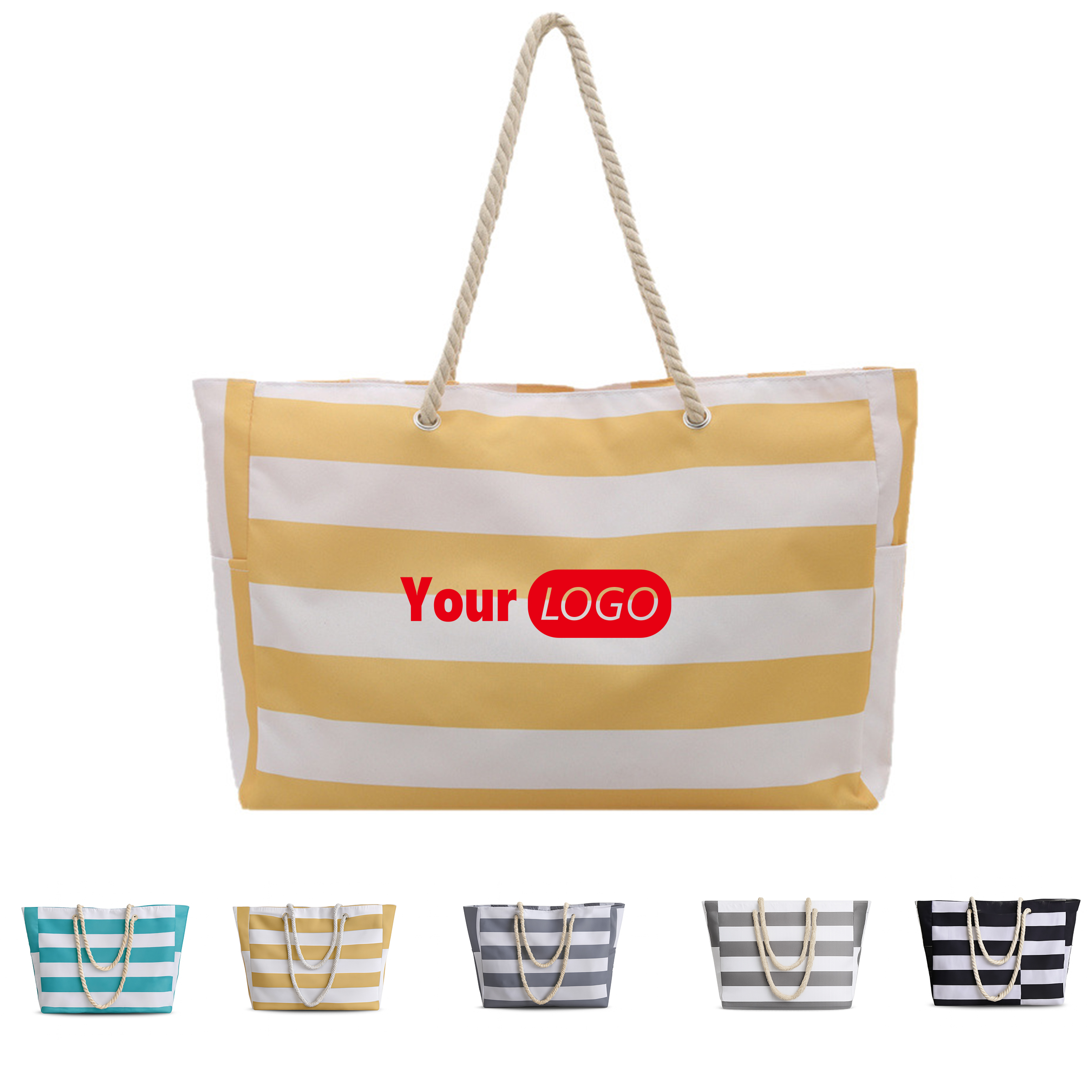 Striped Casual Tote Bag, custom tote bag with logo imprint 9