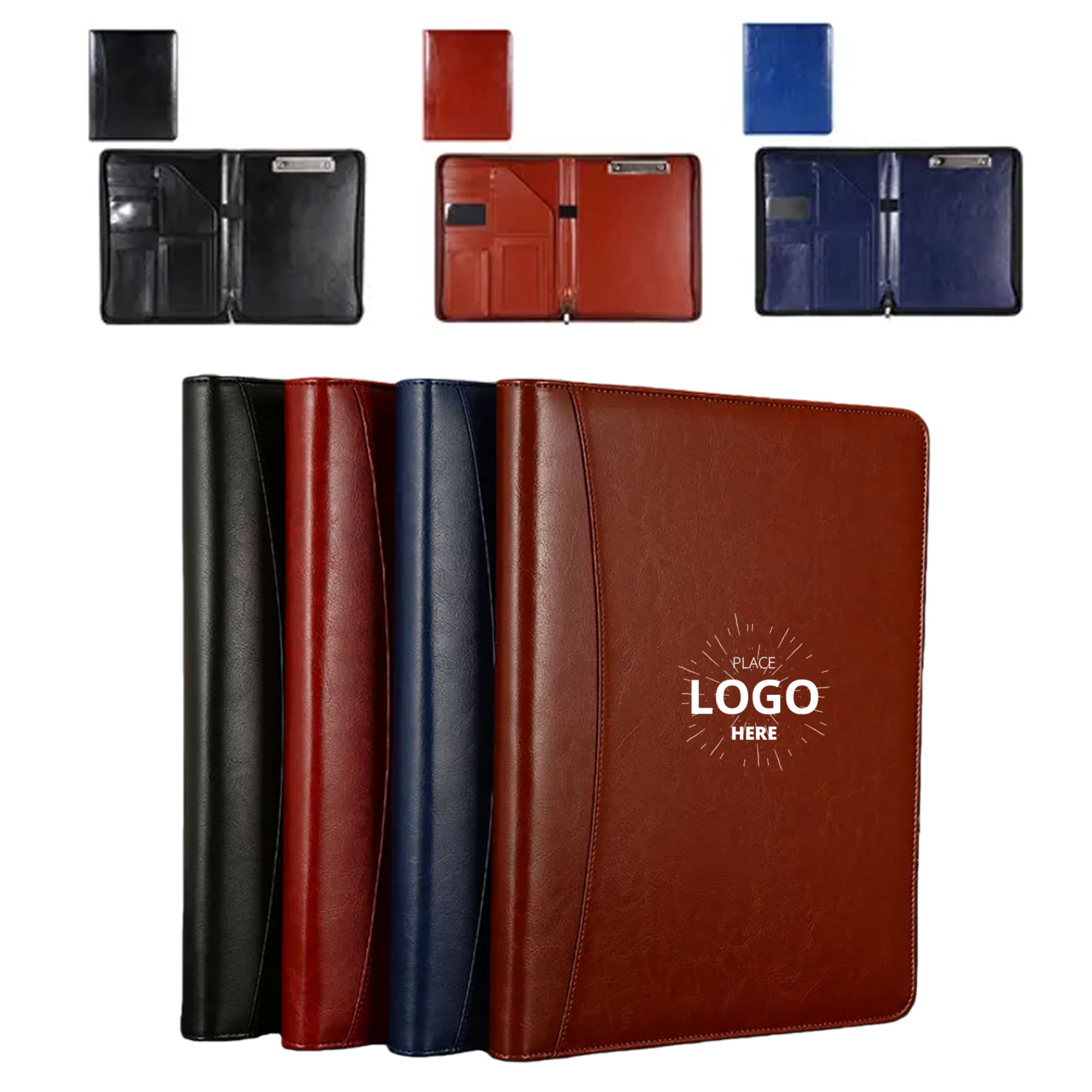 Leather A4 Zipper Business Padfolio File Folder