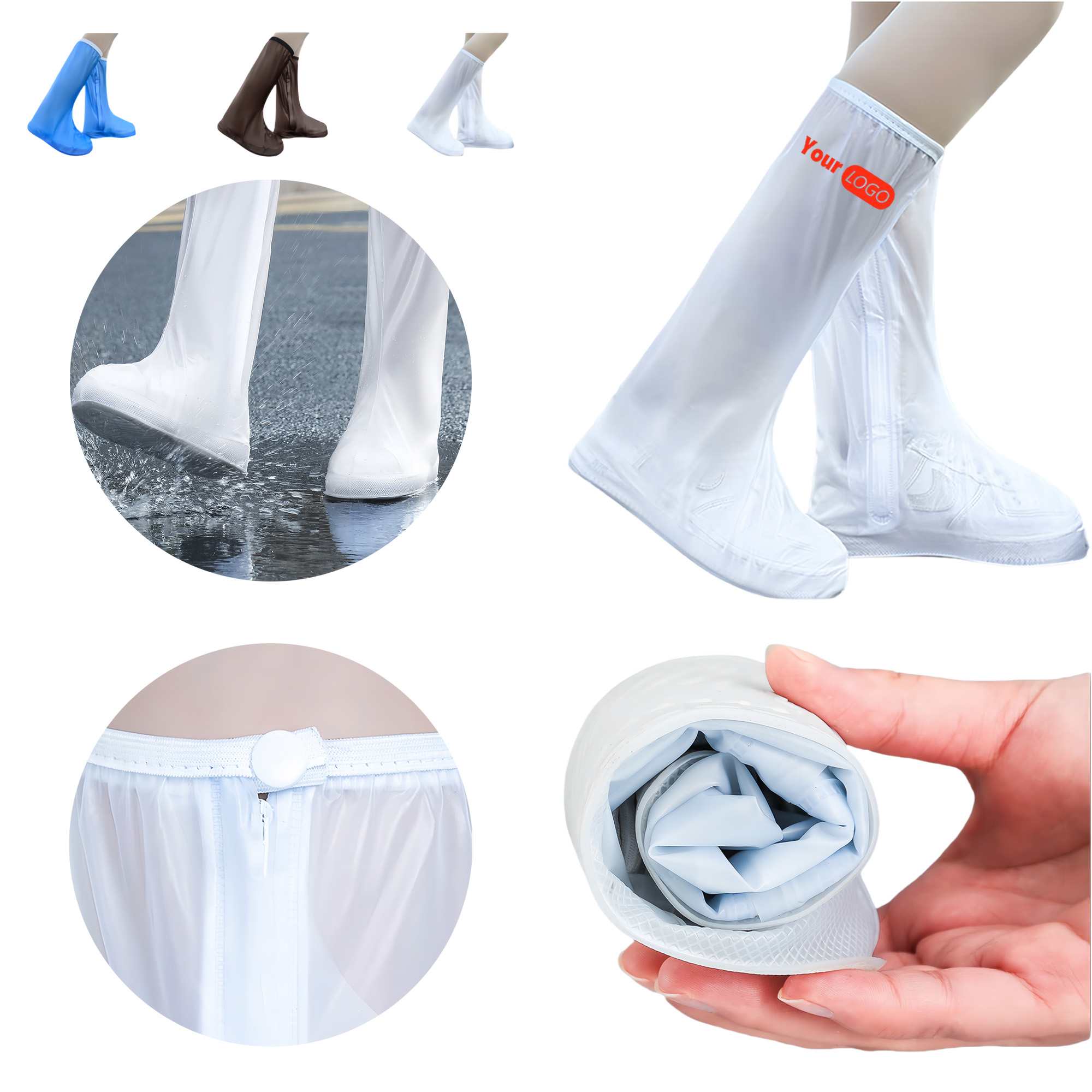 PVC High-Cut Waterproof Non-Slip Rain Shoe Covers 4