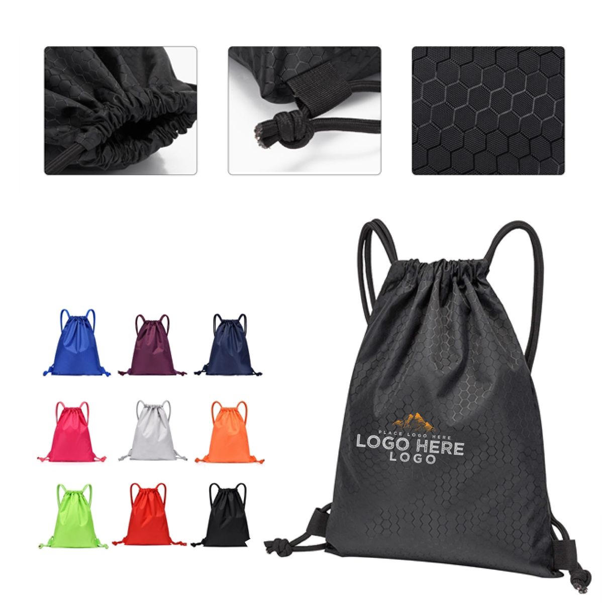 MOQ 50 Durable 13"x17" Reusable Oxford Drawstring Bag for Daily Use