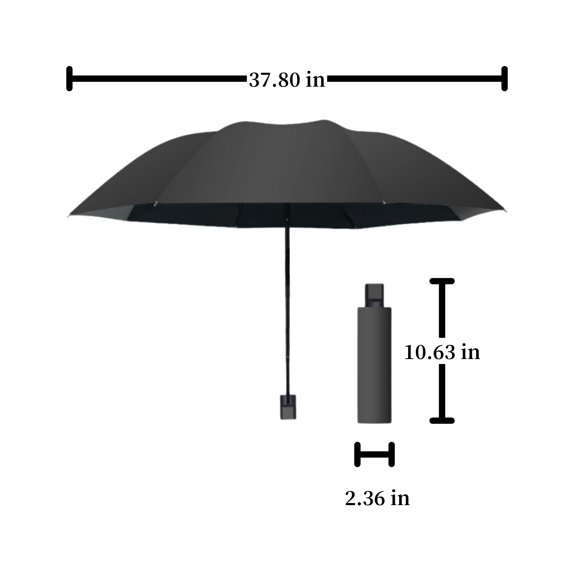 8-Rib Manual Umbrella Rain Sun Black Lining 3