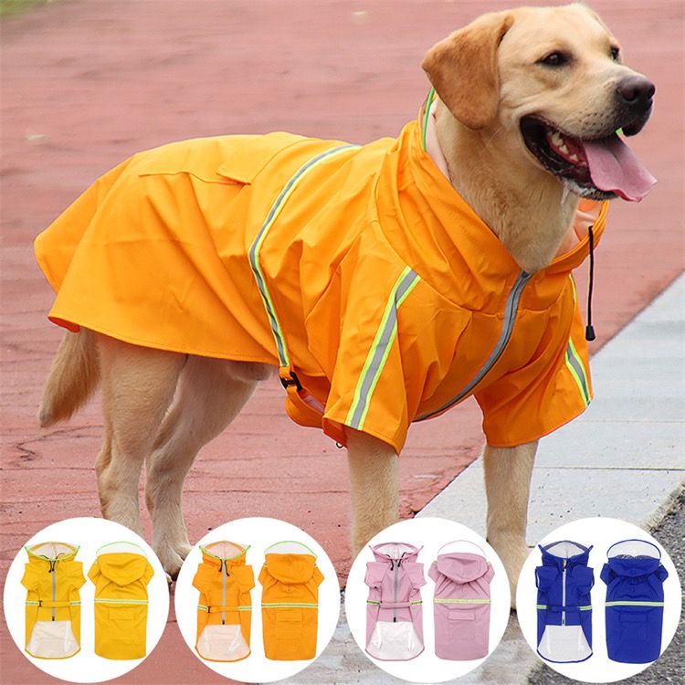 Raincoats for Large Dogs with Reflective Strip Rain