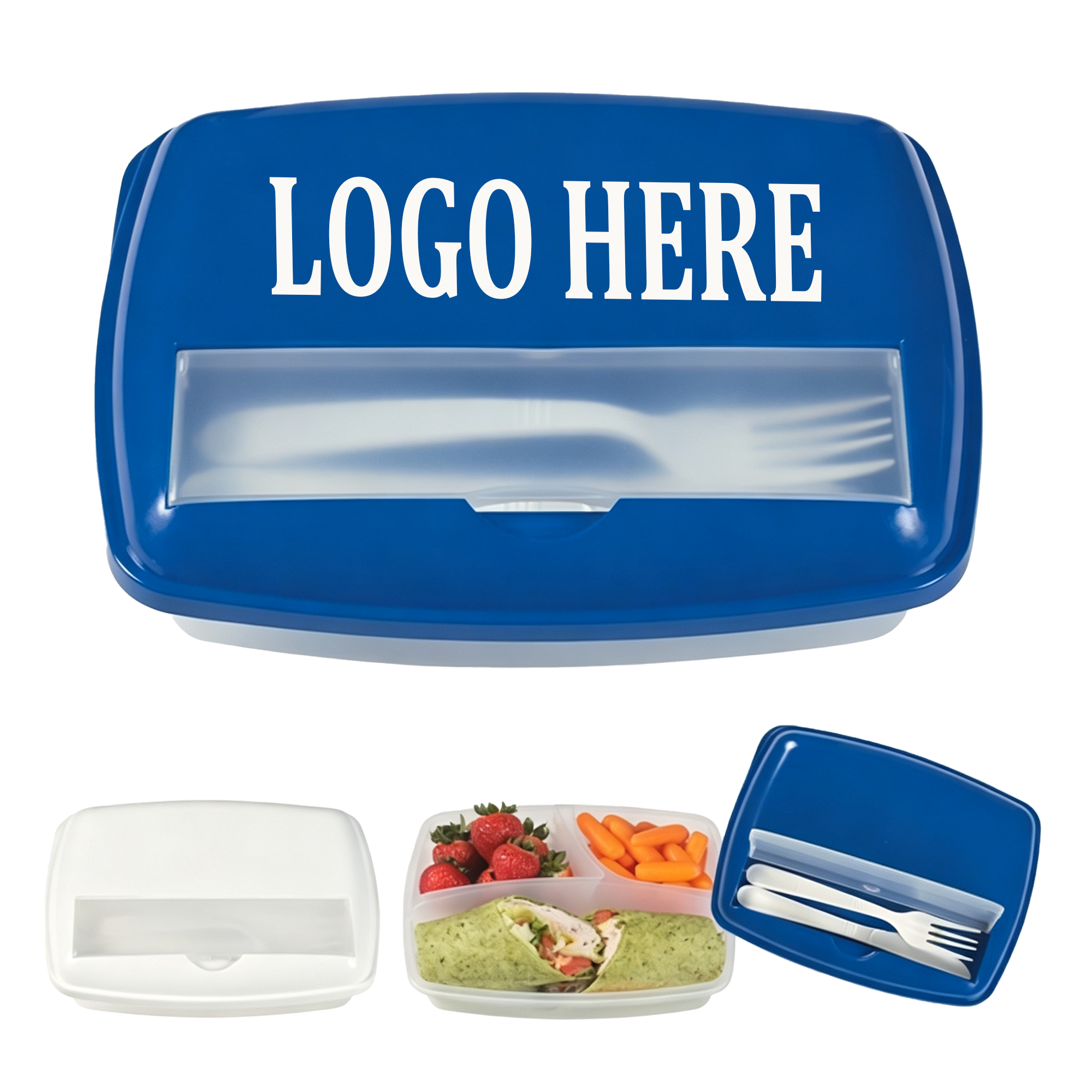 Plastic Portable Lunch Box With Utensil Compartment 1