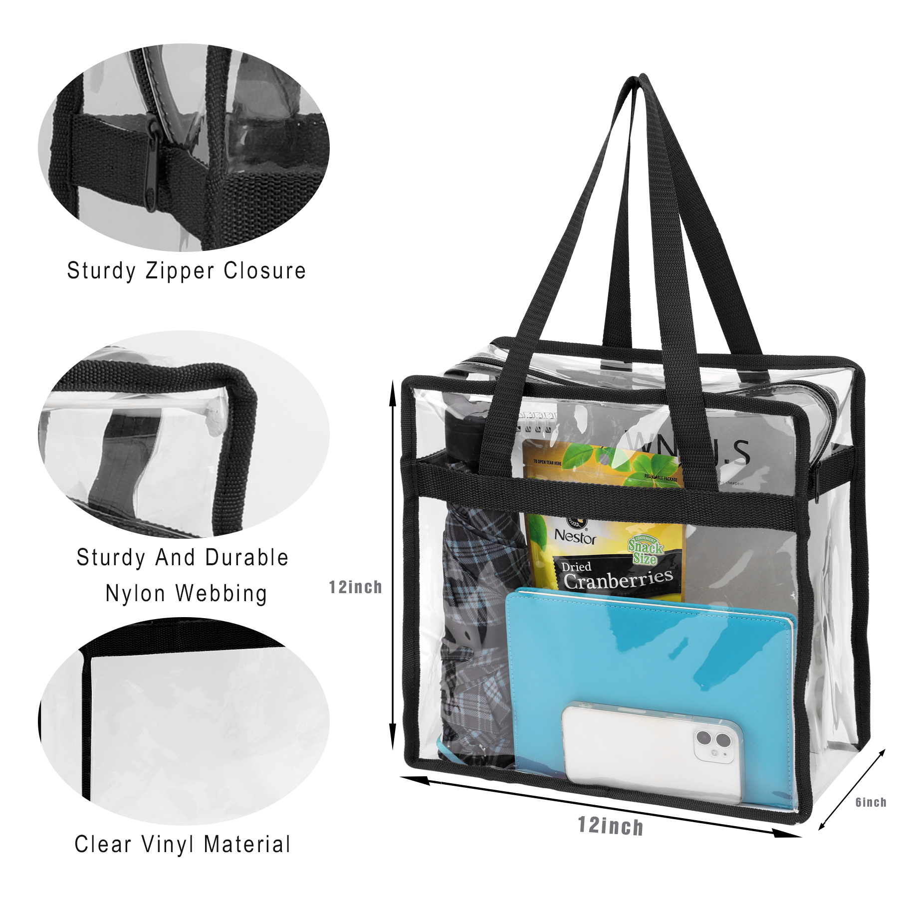 Stadium Approved Clear Zipper Tote Bag 38