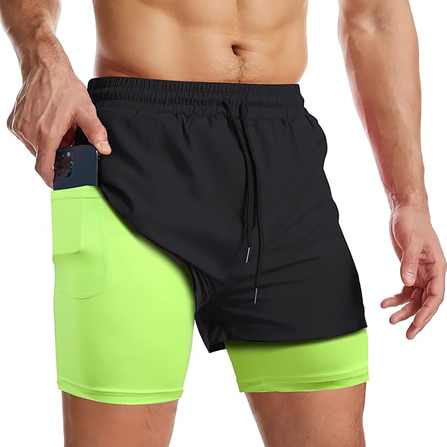 Men's 2 I n 1 Quick Drying Sports Shorts with Lining 60
