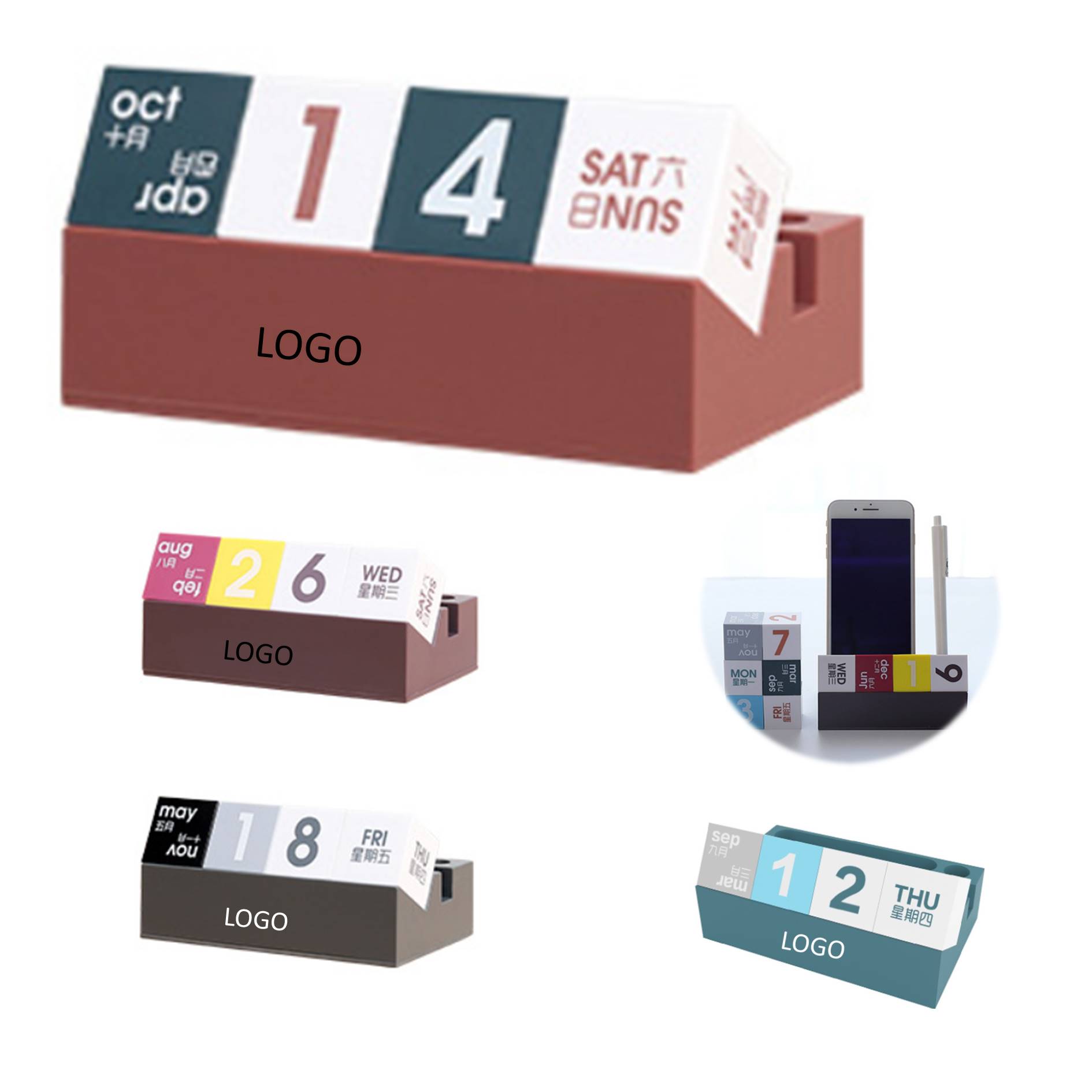 Desktop Desk Calendar with Phone and Pen holder