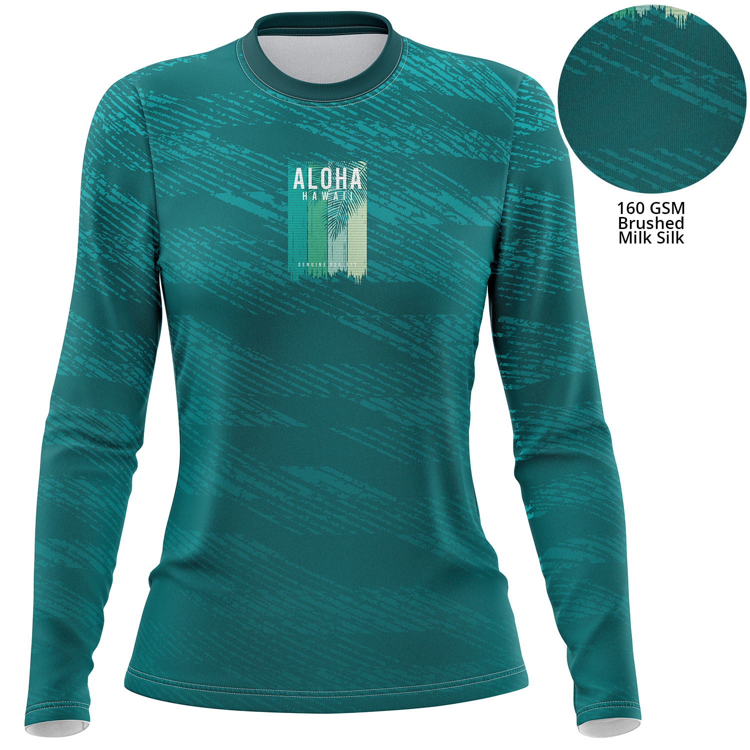 Women's 160 GSM Brushed Milk Silk Sublimation Long Sleeve T-shirt