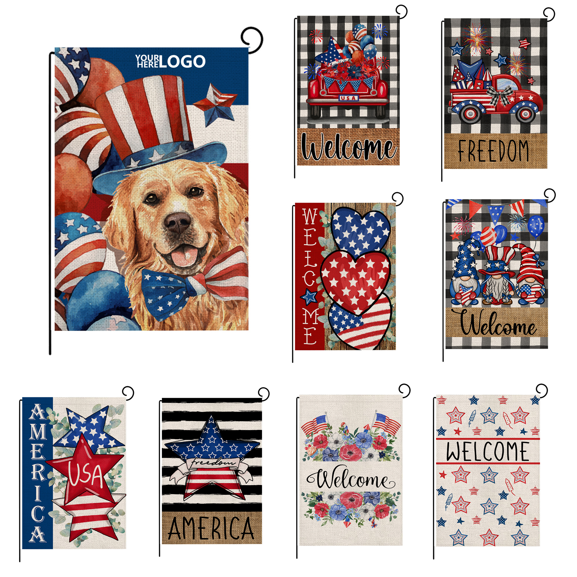 Printed Linen Polyester Decorative Flag 13