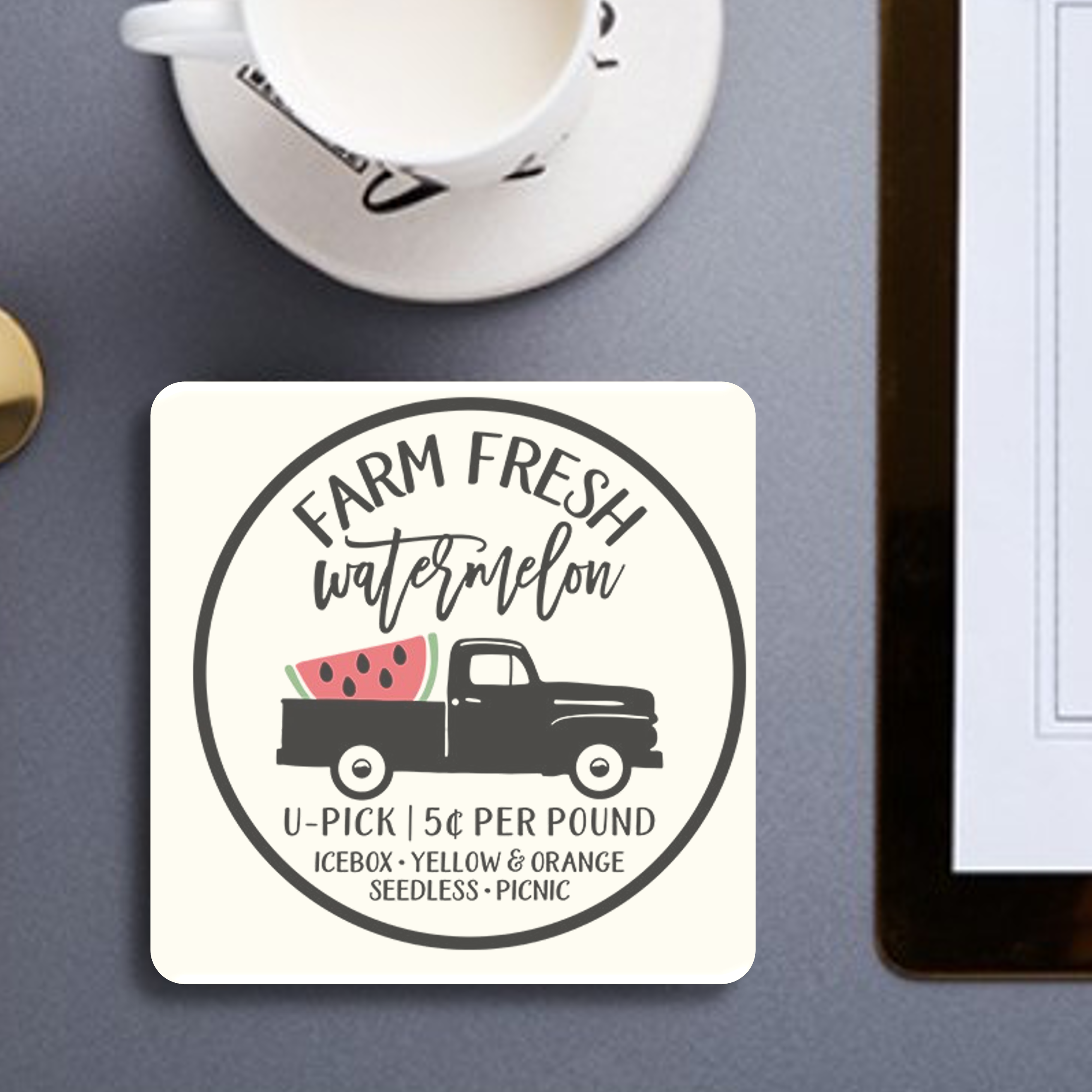 Square Absorbent Stone Coaster with Custom Print - Basic Print 18