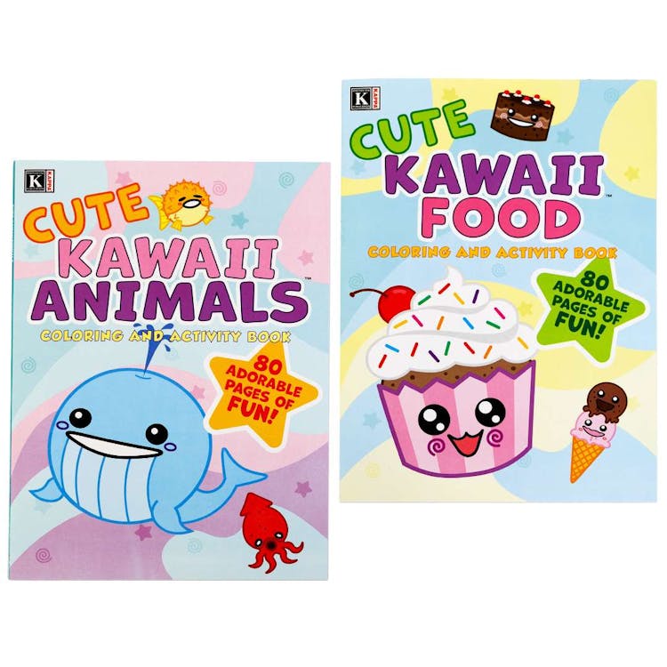 Cute Kawaii Food and Animals Coloring and Activity Books - 80 Pages 3
