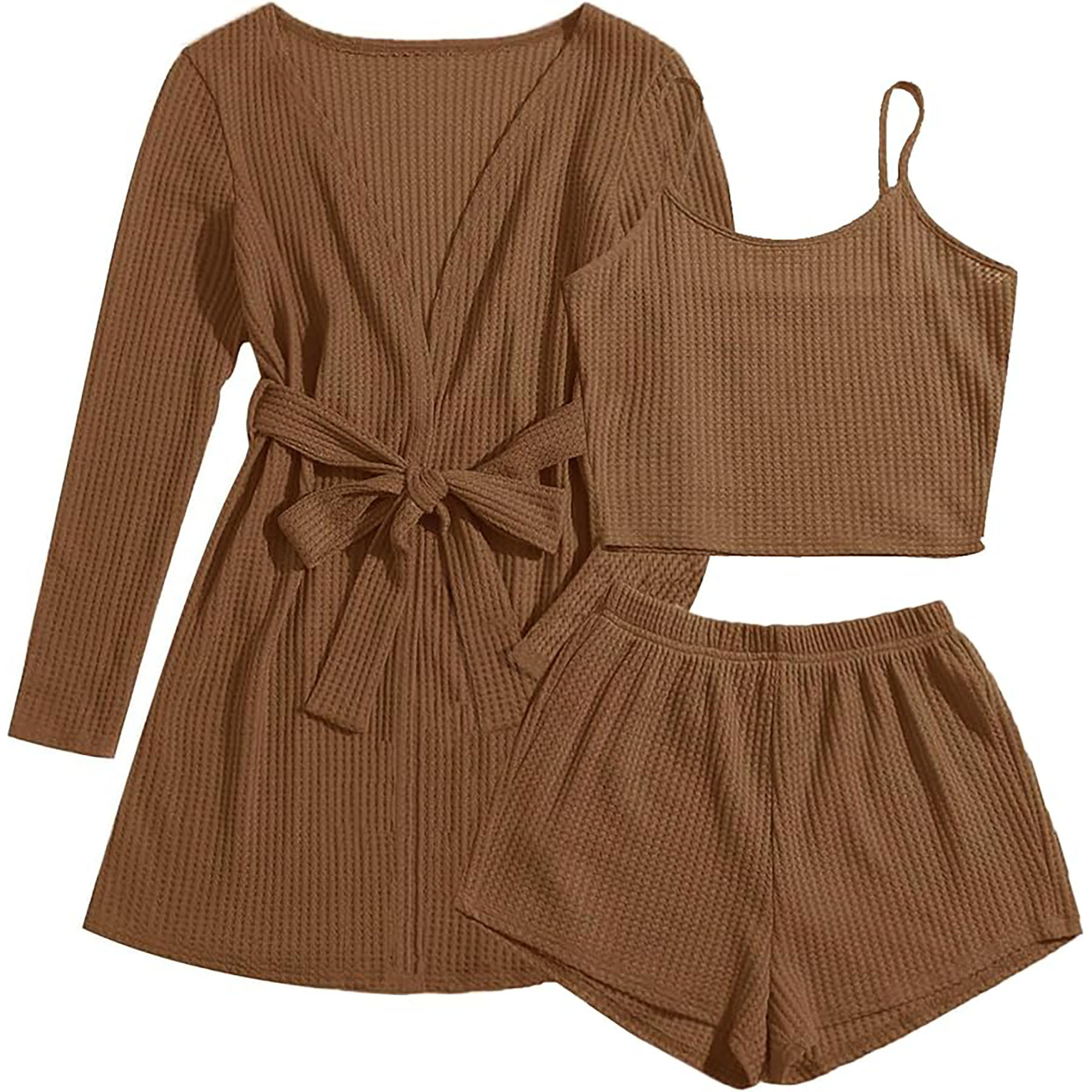  Womens 3 Piece Waffle Knit Pajama 43