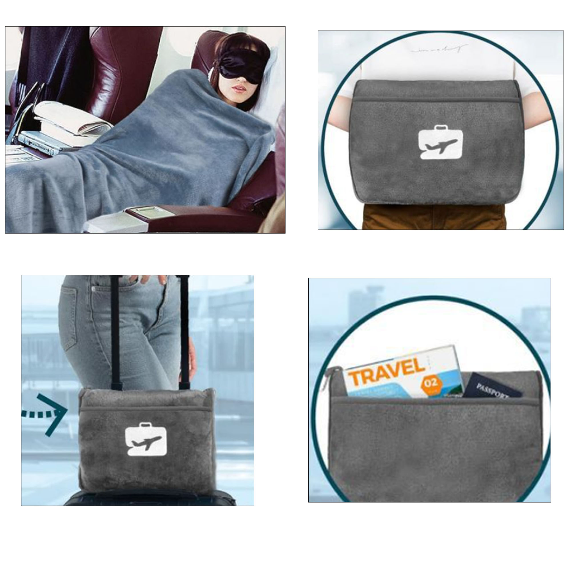 Airplane Travel Blanket Detachable Design 6