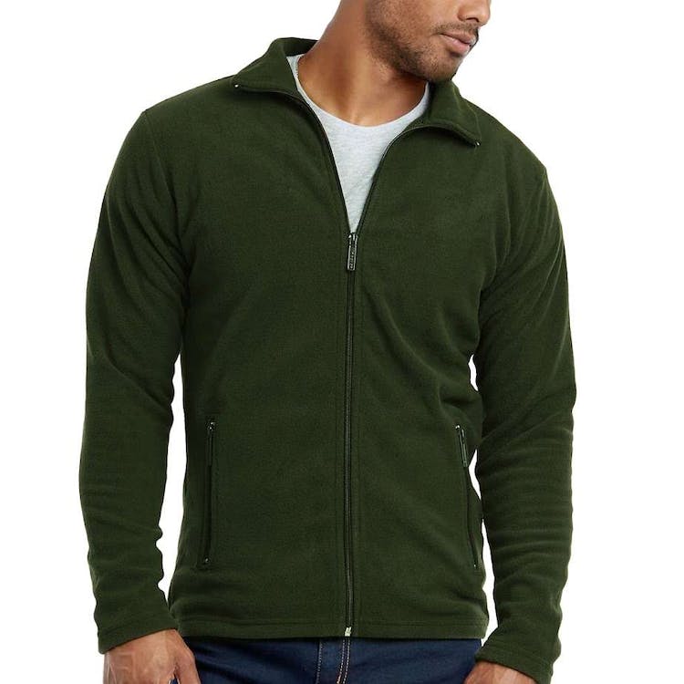 Men's Polar Fleece Jackets - Large Dark Green 3