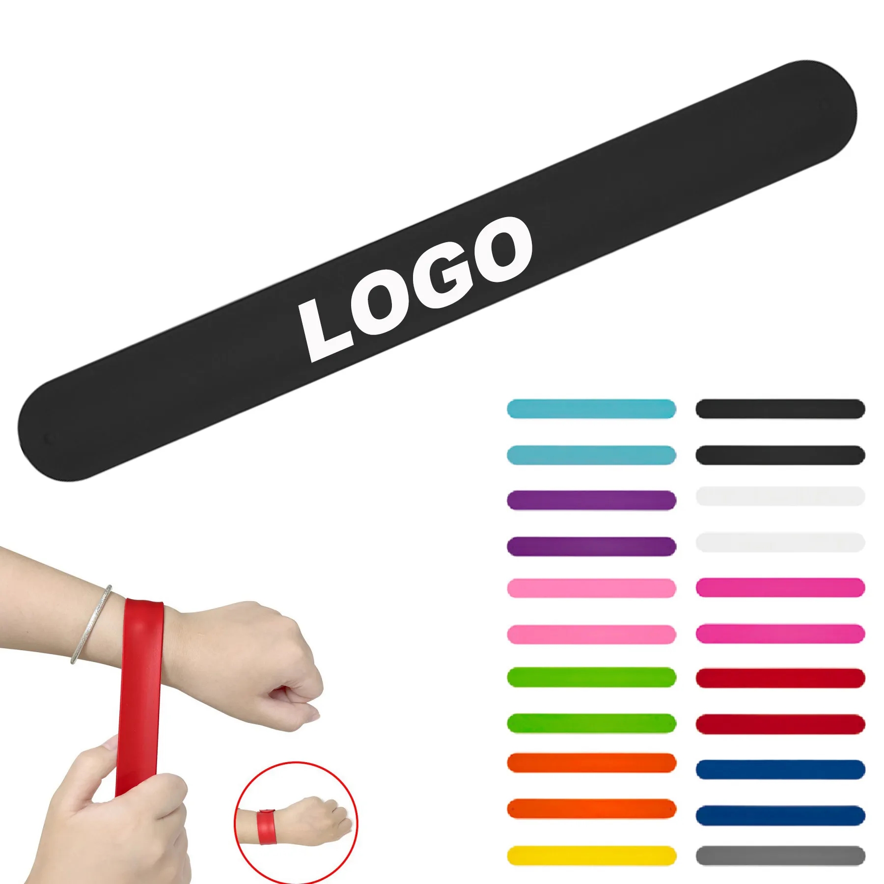 Extra Long Silicone Wrist Band Flexible Snap Bracelet