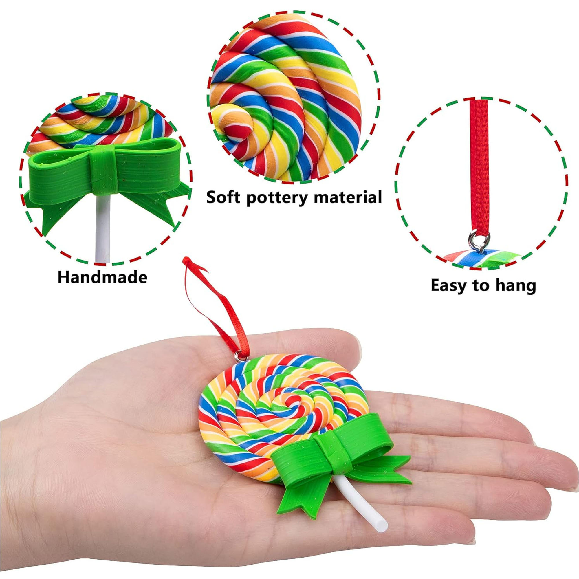 Festive Rainbow Lollipop Christmas Tree Hanging Decorations 11