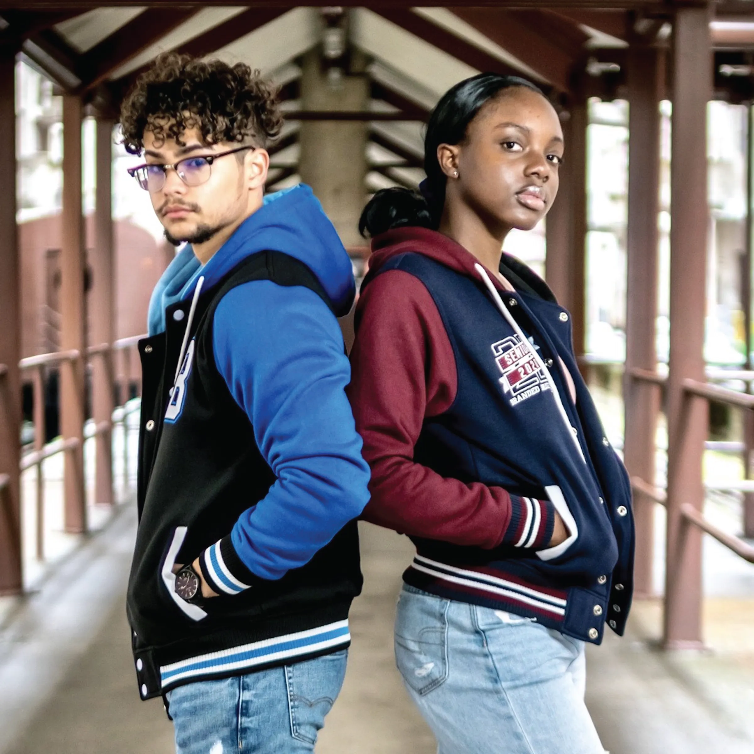 Hooded  Fleece Varsity Jacket With Custom Printed Lining 15
