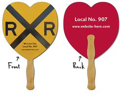 Hand Fan - 8.5x8 Heart Shaped Laminated - 14 pt.