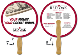 Bank Hand Fan - 8.5 Inch Diameter Circle Laminated - 14 pt.
