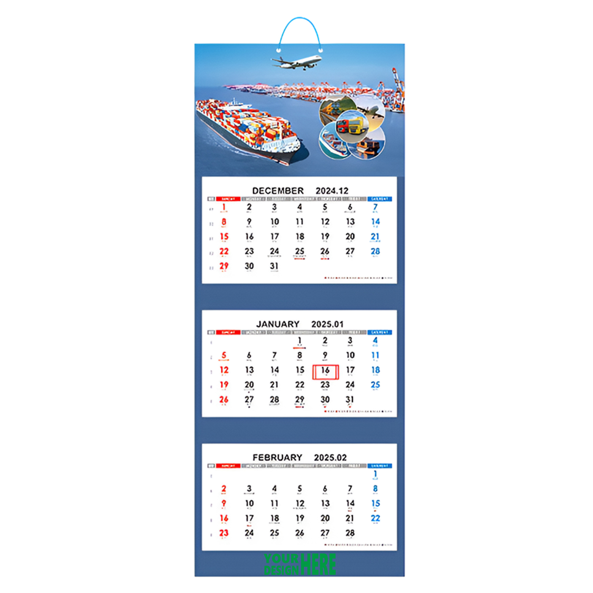 MOQ50 Customizable Wall Calendar for 2025 with Monthly Pages